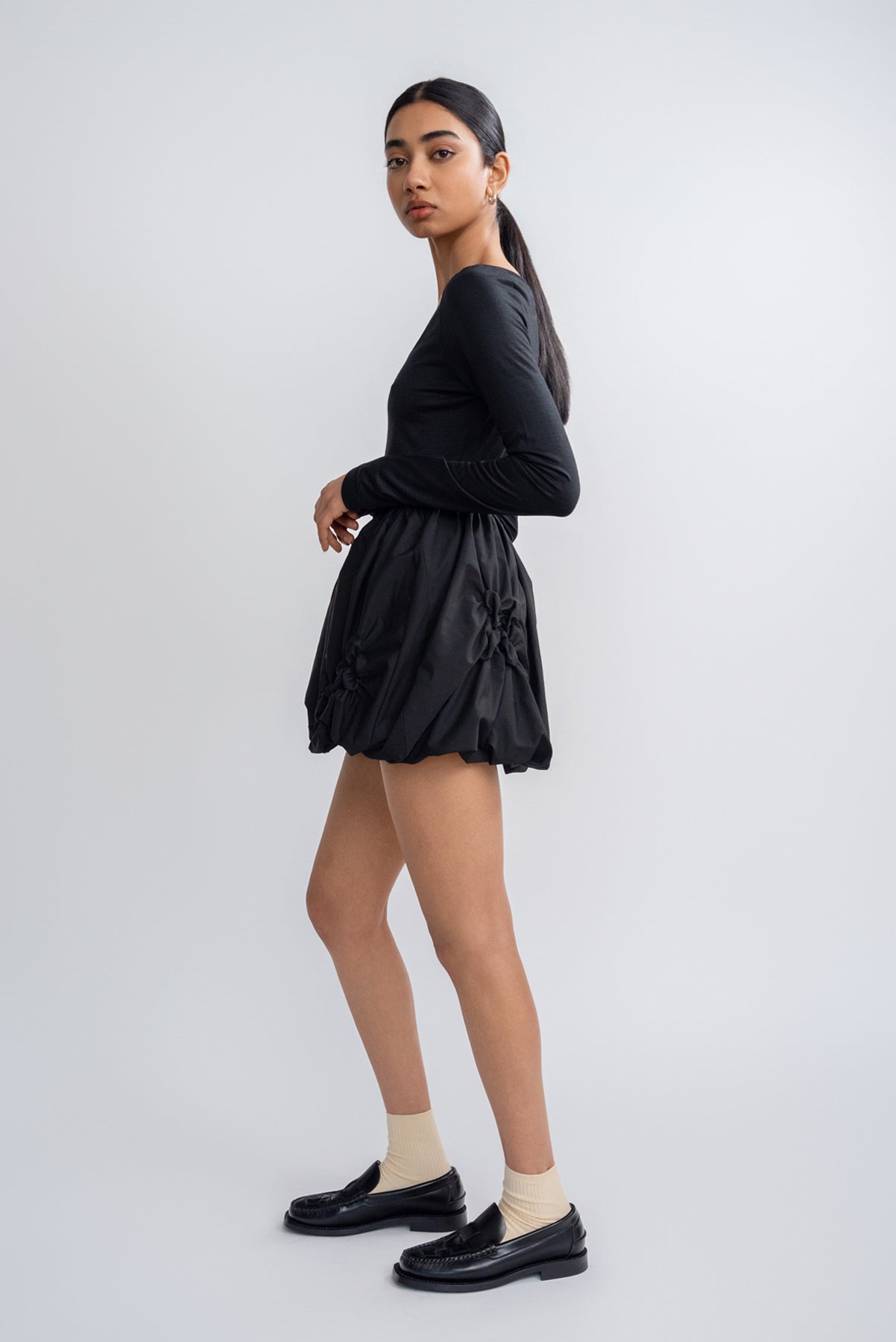 Celeste Bubble Miniskirt - Black